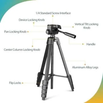 Aureday Lightweight 64” Tripod for Smartphones and Cameras
