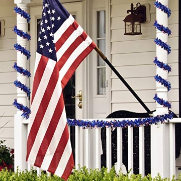 WILLBOND Patriotic Tinsel Garland for 4th of July Celebrations