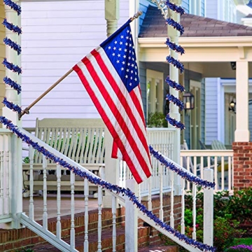 WILLBOND Patriotic Tinsel Garland for 4th of July Celebrations