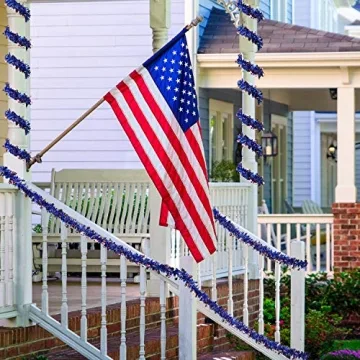 WILLBOND Patriotic Tinsel Garland for 4th of July Celebrations