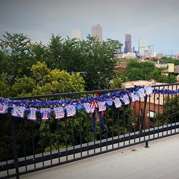 WILLBOND Patriotic Tinsel Garland for 4th of July Celebrations