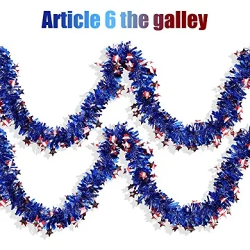 WILLBOND Patriotic Tinsel Garland for 4th of July Celebrations