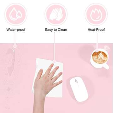 TOWWI Dual Sided Desk Pad, Large Desk Mat, Waterproof Desk Blotter Protector Mouse Pad, Leather Desk Pad Large for Keyboard and Mouse (24" x 14", Blue/Pink)