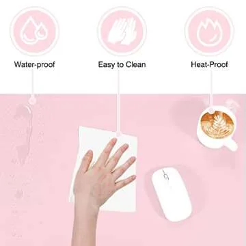 TOWWI Dual Sided Desk Pad, Large Desk Mat, Waterproof Desk Blotter Protector Mouse Pad, Leather Desk Pad Large for Keyboard and Mouse (24" x 14", Blue/Pink)