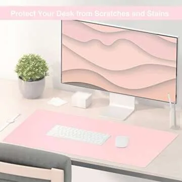 TOWWI Dual Sided Desk Pad, Large Desk Mat, Waterproof Desk Blotter Protector Mouse Pad, Leather Desk Pad Large for Keyboard and Mouse (24" x 14", Blue/Pink)