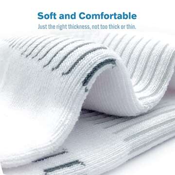 BERING Women's Performance Athletic Ankle Running Socks, Size 6-9, White, 6 Pairs