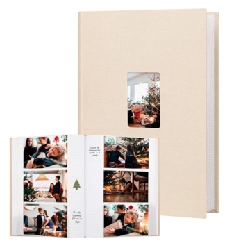 Photo Album 4x6 450 Photos with Writing Space, 4x6 Photo Album Linen Cover with Front Window, 4x6 Pi...