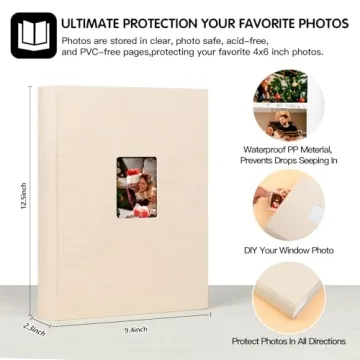Elegant 4x6 Photo Album with Writing Space for 450 Photos