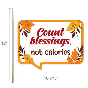 Funny Thanksgiving Photo Booth Props - Give Thanks Themed Party Decorations - Happy Turkey Day Photography Supplies - Selfie Props with Sticks - 10pcs