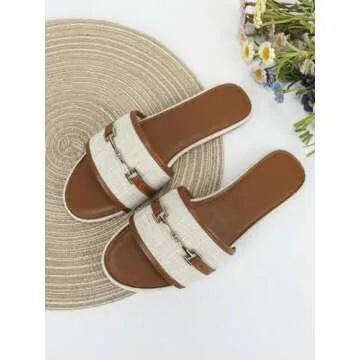 Verdusa Women's Summer Open Toe Slides in Yellow Brown