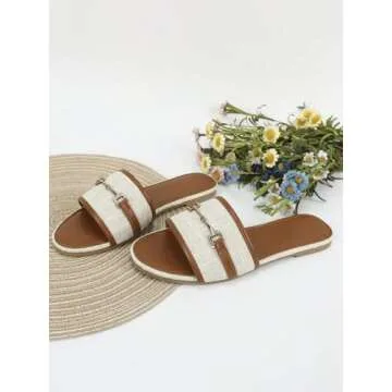 Verdusa Women's Summer Open Toe Slides in Yellow Brown