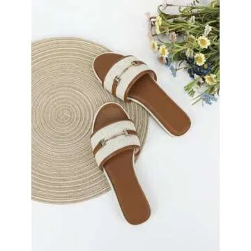 Verdusa Women's Summer Open Toe Slides in Yellow Brown