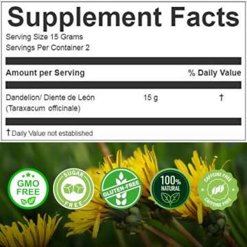 Hanan Dandelion Leaf and Root Tea Diente de Leon – Herbal Tea 1.1 oz 30 g Dandelion Leaves from Pe...