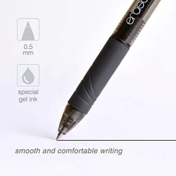 ParKoo Retractable Erasable Gel Pens Clicker 0.5 mm, Extra Fine Point, 8 Black/1 Blue/1 Red Ink, 10-Pack