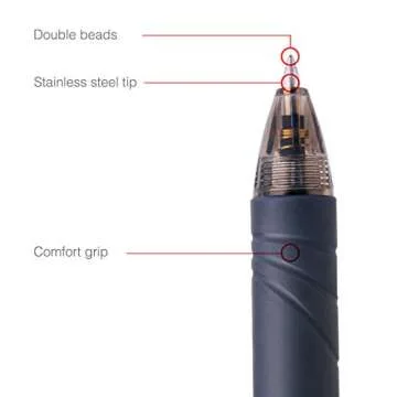 ParKoo Retractable Erasable Gel Pens Clicker 0.5 mm, Extra Fine Point, 8 Black/1 Blue/1 Red Ink, 10-Pack