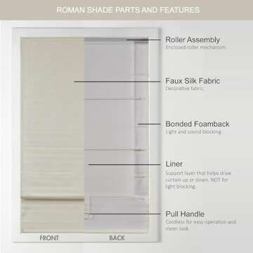 Madison Park Galen Cordless Roman Shade - Stylish and Darkening
