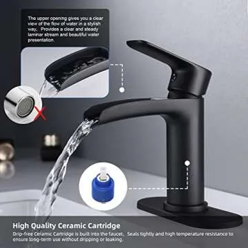 NEWATER Black Waterfall Solid Brass Bathroom Faucet