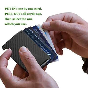 iFunLong Carbon Fibre Slim Minimalist Front Pocket Wallet RFID Blocking Credit Card Case Holder Mone...