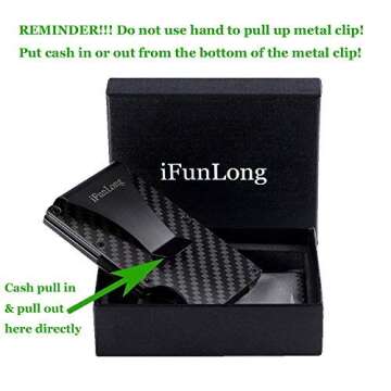 iFunLong Carbon Fibre Slim Minimalist Front Pocket Wallet RFID Blocking Credit Card Case Holder Money Clip For Men Women