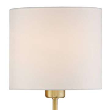 360 Lighting Amidon Modern Indoor Wall Mount Lamp Warm Brass Metal Ring Plug in Light Fixture Dimmable White Drum Shade for Bedroom Bedside House Reading Living Room Home Hallway Dining