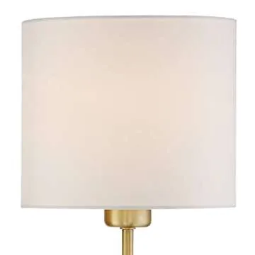 360 Lighting Amidon Modern Indoor Wall Mount Lamp Warm Brass Metal Ring Plug in Light Fixture Dimmable White Drum Shade for Bedroom Bedside House Reading Living Room Home Hallway Dining