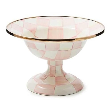 MACKENZIE-CHILDS Enamel Compote, Cute Enamel Pedestal Serving Dish or Decorative Bowl, Small, Pink-a...