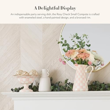 MacKenzie-Childs Rosy Check Enamel Compote Bowl for Serving