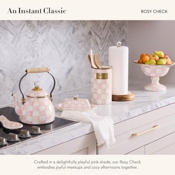 MacKenzie-Childs Rosy Check Enamel Compote Bowl for Serving