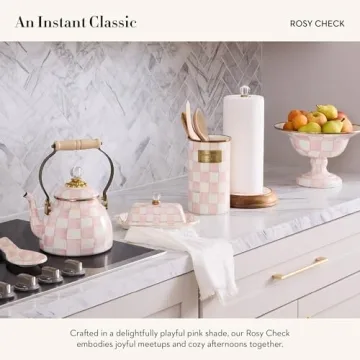 MacKenzie-Childs Rosy Check Enamel Compote Bowl for Serving