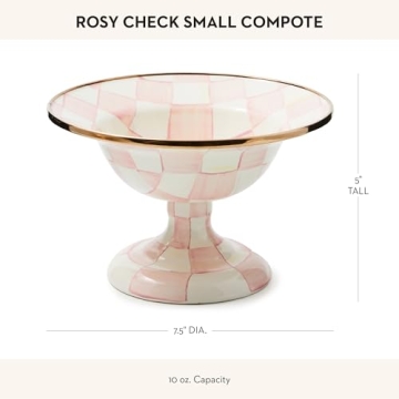 MacKenzie-Childs Rosy Check Enamel Compote Bowl for Serving