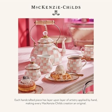 MacKenzie-Childs Rosy Check Enamel Compote Bowl for Serving