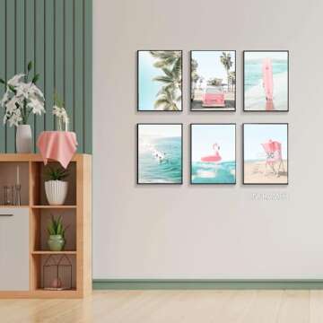 WYHLMTQ Beach Prints Canvas Wall Art - 6Pcs Coastal Decor