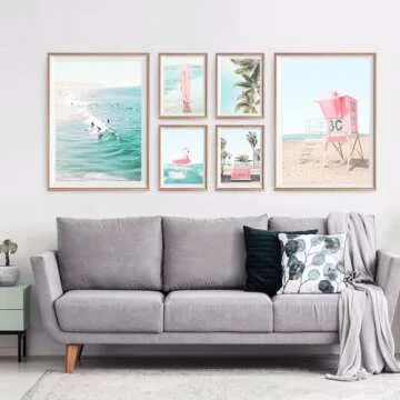 WYHLMTQ Coastal Beach Wall Art Prints for Home Decor