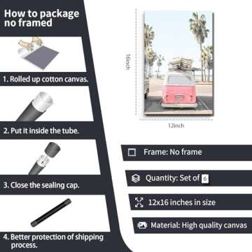 WYHLMTQ Coastal Beach Wall Art Prints for Home Decor