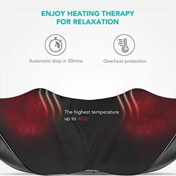 Neck Shoulder Massage with Soothing Heat, Electric Shiatsu Back Massager 3D Deep Tissue Kneading Massagers for Full Body Muscle Pain Relief Relax, Christmas Birthday Gift, Black