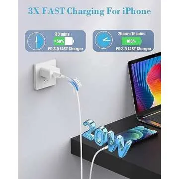 【MFi Certified】iPhone Fast Charger, Veetone 2Pack 20W USB C Power Delivery Wall Charger Plug with 6FT Type C to Lightning Quick Charge Sync Cord for iPhone 14 13 12 11 Pro XS Mini XR X SE iPad AirPods