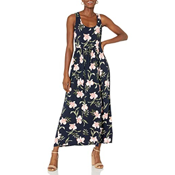 Amazon Essentials Women's Tank Waisted Maxi Dress - Navy Tropical - Plus Size Available