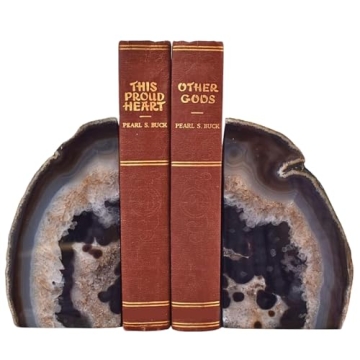 Nature's Decorations Agate Bookends - A Quality Natural Geode Book Ends with Rubber Bumpers for Shel...