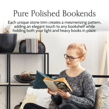 Nature's Decorations Agate Bookends - A Quality Natural Geode Book Ends with Rubber Bumpers for Shelves, Office, Home Decor - Heavy Duty Cool Stone Bookend Pair for Decoration (2-3 LB)