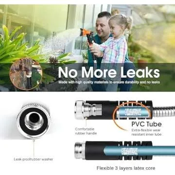 HDKing Garden Hose 50 FT Flexible Metal Hose with 10 Function Nozzle, Kink Free, Lightweight, Durable, Crush Resistant Fitting, Easy to Coil, Puncture Proof Hose for Yard, Rv, 600 PSI 2024 New