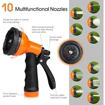 HDKing Garden Hose 50 FT Flexible Metal Hose with 10 Function Nozzle, Kink Free, Lightweight, Durable, Crush Resistant Fitting, Easy to Coil, Puncture Proof Hose for Yard, Rv, 600 PSI 2024 New