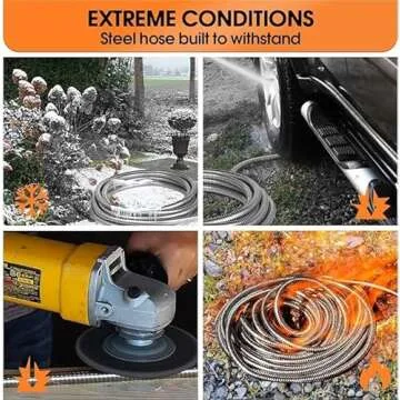 HDKing Garden Hose 50 FT Flexible Metal Hose with 10 Function Nozzle, Kink Free, Lightweight, Durable, Crush Resistant Fitting, Easy to Coil, Puncture Proof Hose for Yard, Rv, 600 PSI 2024 New