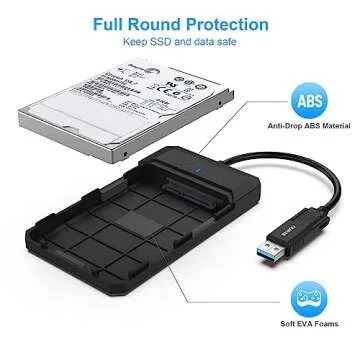 BENFEI 2.5 Inch SATA to USB Tool Free External Hard Drive Enclosure, USB Type-C/Type-A to Sata Compatible for 2.5 Inch SSD(Optimized for SSD, Support UASP SATA III)