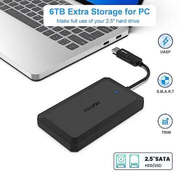 BENFEI 2.5 Inch SATA to USB Tool Free External Hard Drive Enclosure, USB Type-C/Type-A to Sata Compatible for 2.5 Inch SSD(Optimized for SSD, Support UASP SATA III)
