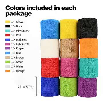 12/24/48/72pcs Self Adhesive Bandage Wraps, 2in 5 Yards, Multicolor (2 Inch, 12 Pack Multicolor)