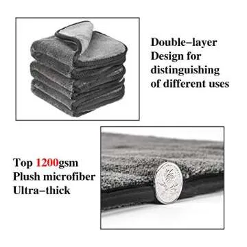 GTF Microfiber Car Cleaning Cloths, Upgraded 1200gsm Ultra-Thick Cars Drying Towel Microfiber Cloth for Car and Home Polishing Washing and Detailing 16'' x 16''(3 Pack)