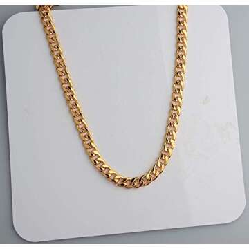 Gold Chain, 24" Gold Necklace, Fake Gold Chain for Men, Feel Real Solid 18k Gold Plated Fake Chain Necklace 24 Inch 10MM