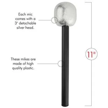 Skeleteen Stage Mic Costume Prop - Rock Star Toy Microphone Party Favor Decorative Props Costume Accessory - 1 Dozen