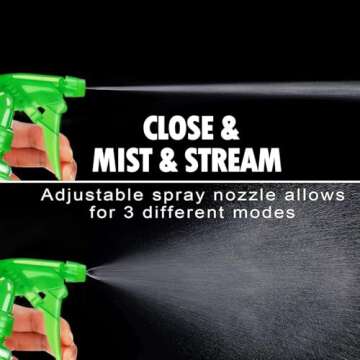 Spray Bottles - 3 Pack, 16 oz - Mist/Stream, Bright Colors, Sturdy, Leak Proof, BPA Free, For Cleani...