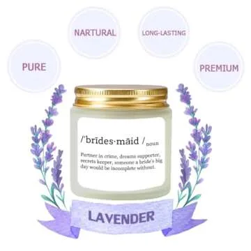 Vellsenne Scented Candle Bridesmaid Proposal Gifts - Lavender Soy Wax Candle - Maid of Honor Proposal Gifts - Will You be My Bridesmaid Gift for Friends Girls Women 4oz